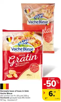 Carrefour Market Vache Bleue Geraspte kaas of kaas in blok aanbieding
