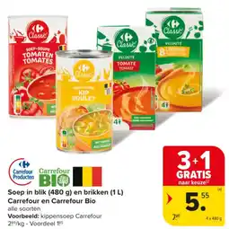 Carrefour Market Soep in blik en brikken aanbieding