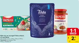Carrefour Market Rijst voor de microgolf Tilda en Bosto en saus Bosto aanbieding