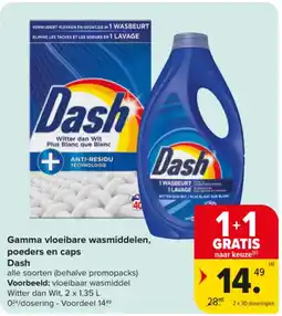 Carrefour Market Dash Gamma vloeibare wasmiddelen, poeders en caps aanbieding