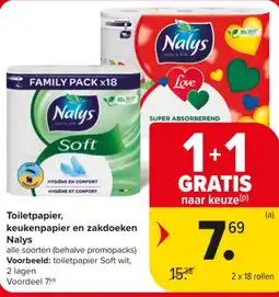Carrefour Market Nalys Toiletpapier, keukenpapier en zakdoeken aanbieding