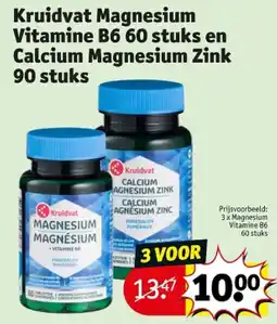 Kruidvat Kruidvat Magnesium Vitamine B6 60 stuks en Calcium Magnesium Zink 90 stuks aanbieding