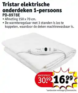 Kruidvat Tristar elektrische onderdeken 1-persoons aanbieding