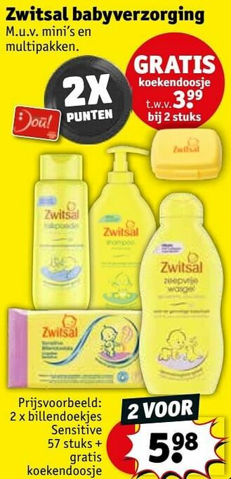 Kruidvat Billendoekjes sensitive + gratis koekendoosje aanbieding
