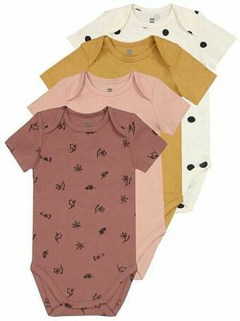 HEMA HEMA Bodys Katoen Bloemen - 4 Stuks Roze (roze) aanbieding