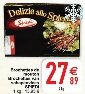 Brochettes de mouton brochettes van schapenvlees spiedi