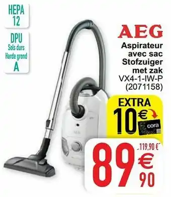 Cora Aeg aspirateur avec sac stofzuiger met zak vx4-1-iw-p aanbieding