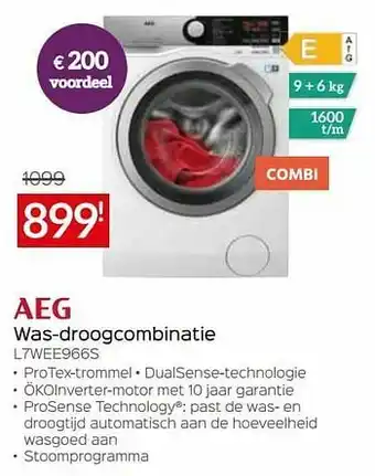 Selexion Aeg was-droogcombinatie l7wee966s aanbieding