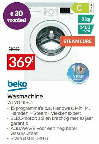 Selexion Beko wasmachine wtv8711bc1 aanbieding