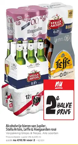 Jumbo Alcoholvrije bieren van Jupiler, Stella Artois, Leffe & Hoegaarden rosé aanbieding