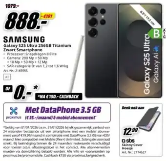 Samsung Galaxy S25 Ultra 256GB Titanium Zwart Smartphone