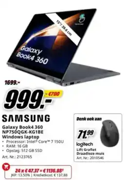 MediaMarkt Samsung Galaxy Book4 360 NP750QGK-KG1BE Windows laptop aanbieding