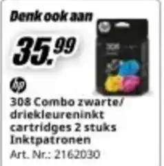 MediaMarkt Hp 308 Combo zwarte driekleureninkt cartridges 2 stuks Inktpatronen aanbieding