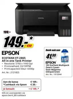 MediaMarkt Epson ECOTANK ET-2865 All in one Tank Printer aanbieding