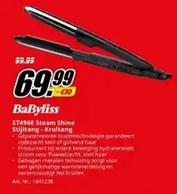 MediaMarkt BaByliss ST496E Steam Shine Stijltang - Krultang aanbieding