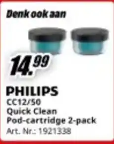 MediaMarkt Philips CC12/50 Quick Clean Pod-cartridge 2-pack aanbieding
