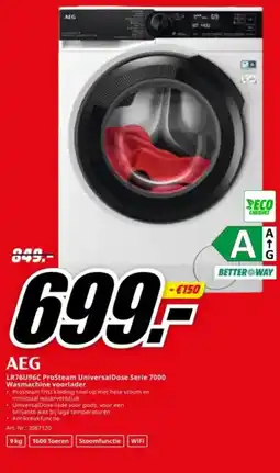 MediaMarkt AEG LR76U96C ProSteam Universal Dose Serie 7000 Wasmachine voorlader aanbieding