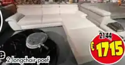 Budget Meubelen 2-longchair-poef aanbieding