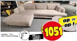 Budget Meubelen longchair - 3-zit kleur Cremano 04 Beige aanbieding