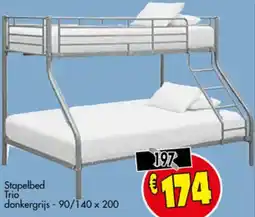 Budget Meubelen Stapelbed Trio donkergrijs - aanbieding