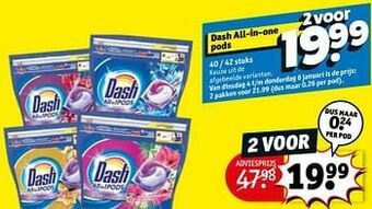 Kruidvat Dash all-in-one pods aanbieding