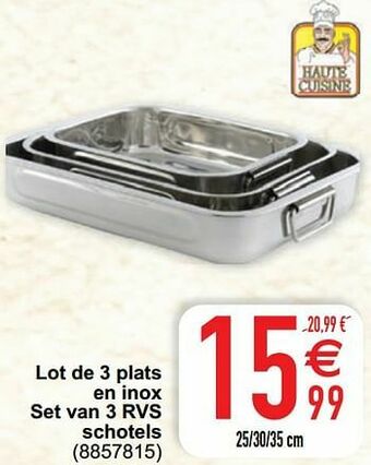 Cora Lot de 3 plats en inox set van 3 rvs schotels aanbieding