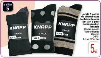Lot de 5 paires de chaussettes fantaisie femme set van 5 paar damessokken fantasie