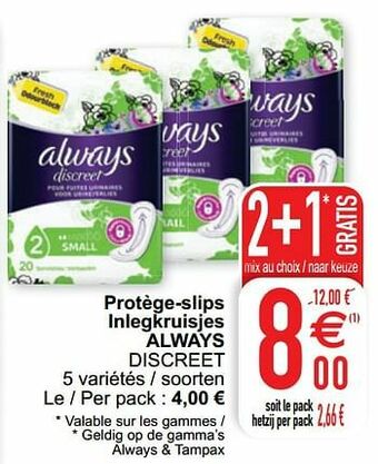 Cora Protège-slips inlegkruisjes always discreet aanbieding