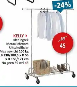 Weba Kelly Kledingrek Metaal chroom Uitschuifbaar aanbieding