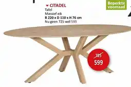 Weba Citadel Tafel Massief eik aanbieding