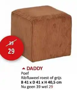 Weba Daddy Poef Ribfluweel roest of grijs aanbieding