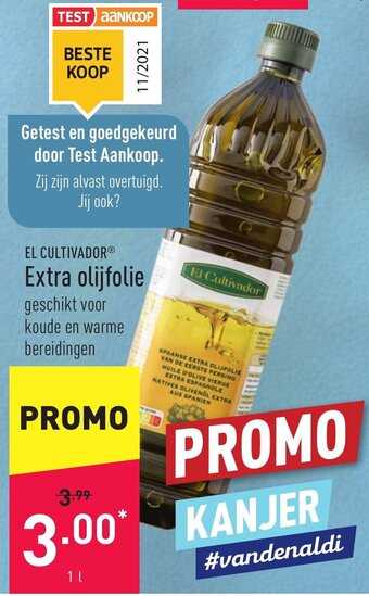 ALDI El Cultivador Extra olijfolie aanbieding