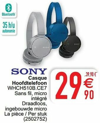 Cora Sony casque hoofdtelefoon whch510b.ce7 aanbieding