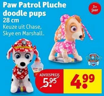Kruidvat Paw patrol pluche doodle pups aanbieding
