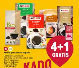Delhaize Koffie, gemalen of in pads aanbieding
