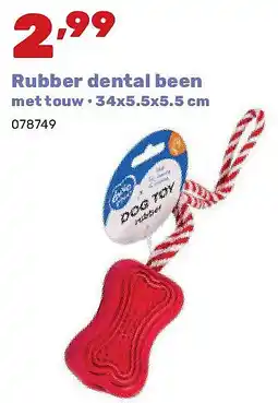 Happyland Rubber dental been met touw • 34x5.5x5.5 cm aanbieding