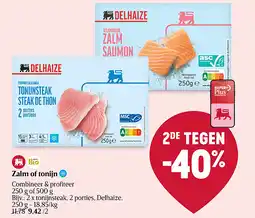 Delhaize Zalm of tonijn aanbieding