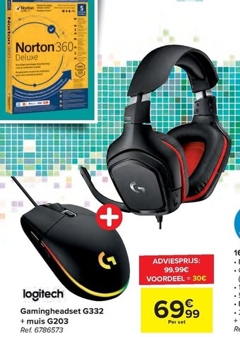 Carrefour Logitech gamingheadset G332 + muis G203 aanbieding