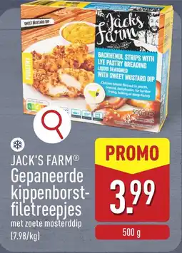 ALDI Jack's farm gepaneerde kippenborst filetreepjes aanbieding
