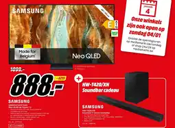 MediaMarkt SAMSUNG QE65QN74FATXXN Neo QLED 4K Smart TV + SAMSUNG HW-T420/XN Essential T-series Soundbar aanbieding