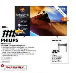 MediaMarkt PHILIPS 650LED760 OLED UltraHD OLED 4K Smart Ambilight TV aanbieding