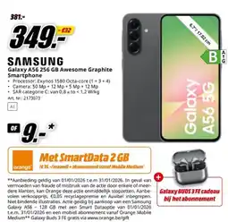 MediaMarkt SAMSUNG Galaxy A56 256 GB Awesome Graphite Smartphone + GalaxyBUDS 3 aanbieding
