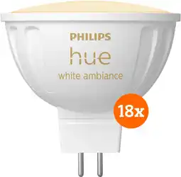 Coolblue Philips Hue spot White Ambiance MR16 18-pack aanbieding