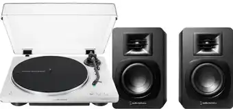 Coolblue Audio Technica AT-LP70xBT Wit + Audio-Technica ATH-SP3X Zwart aanbieding