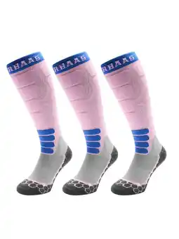 Decathlon Poederbaas Skisokken Dames Merinowol Pro 3-pack Powder Rose aanbieding