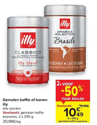 Carrefour Gemalen koffie of bonen illy aanbieding