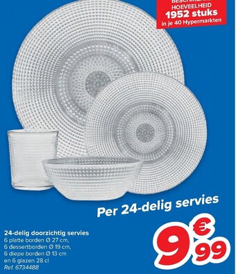 Carrefour 24-delig doorzichtig servies aanbieding
