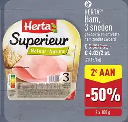 ALDI Herta Ham 3 sneden aanbieding