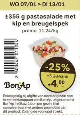 Buurtslagers Pastasalade met; kip en breugelspek aanbieding