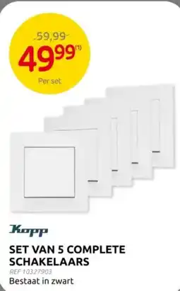 Brico Kopp set van 5 complete schakelaars aanbieding